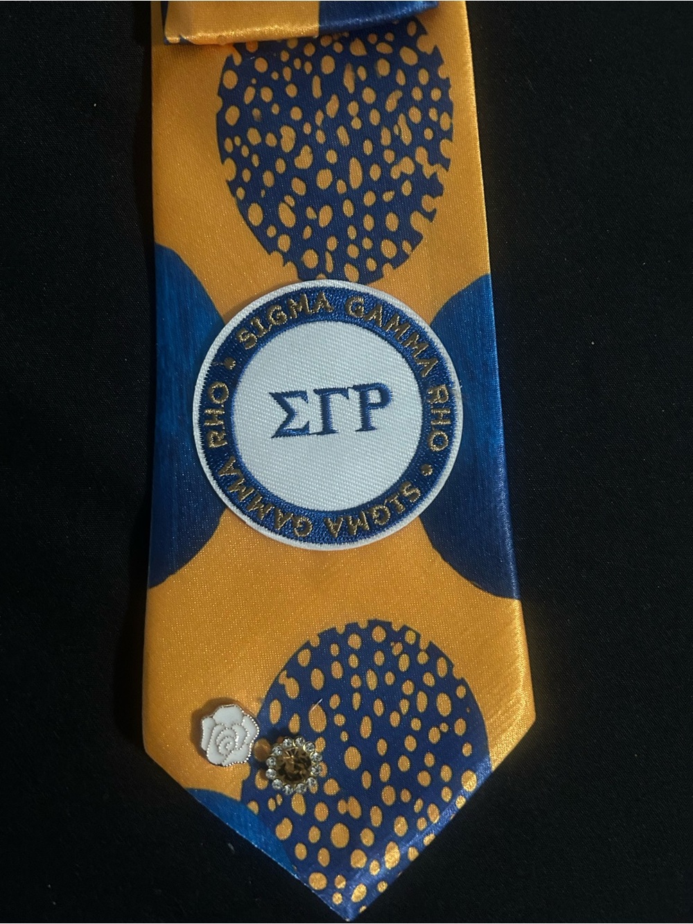 Sigma Gamma Rho Gold and Royal Blue Sorority Necktie